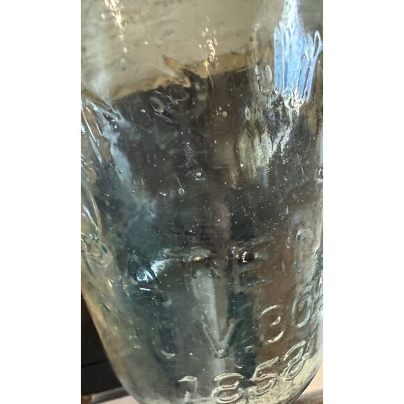 Mason's Hero Cross Patent Nov. 30 1858 Blue Glass Canning Jar Pint Size - Picture 2 of 16